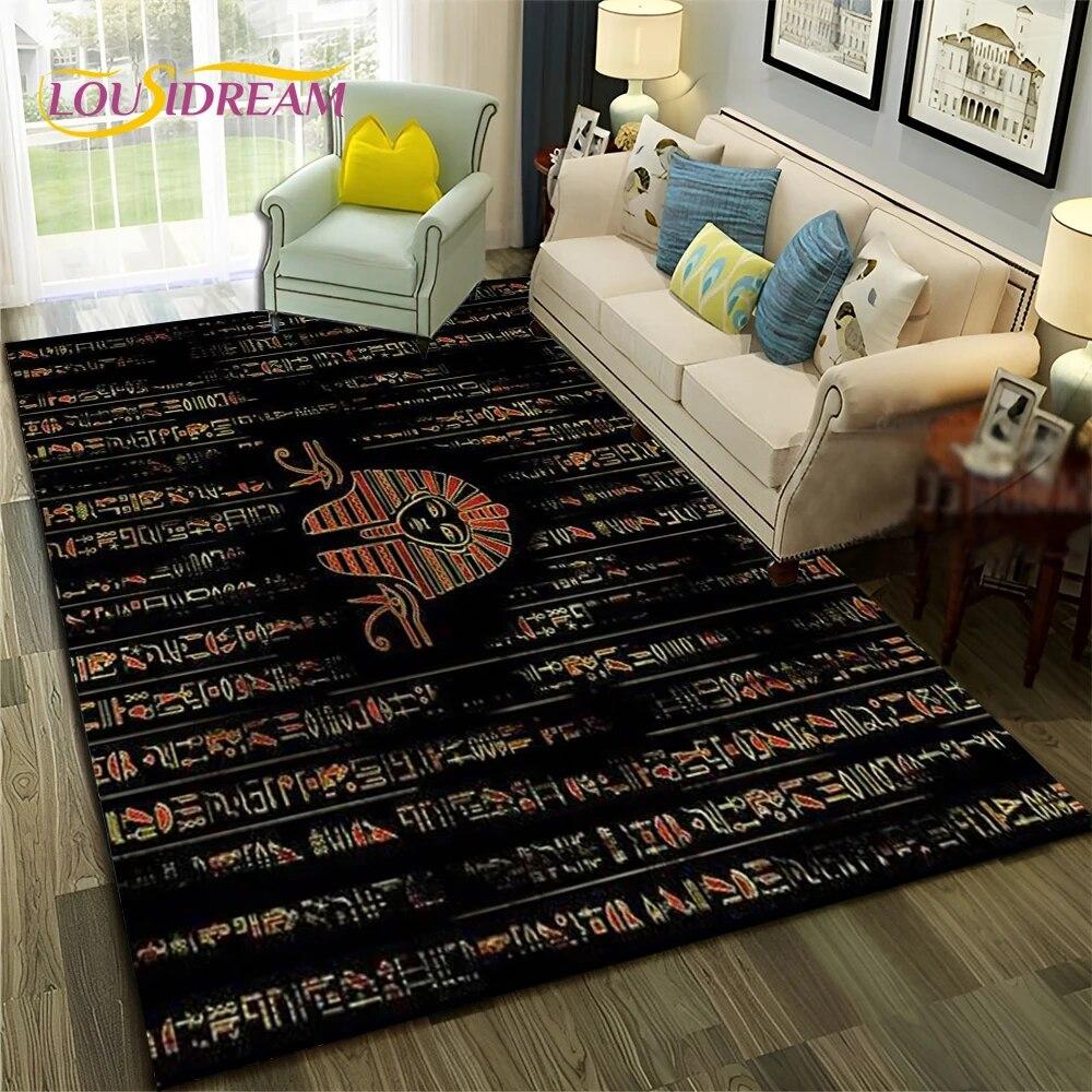 Ancient Egyptian Hieroglyphics Symbol Carpet Rug for Home Living Room Bedroom Sofa Doormat Decor,kid Area Rug Non-slip Floor Mat
