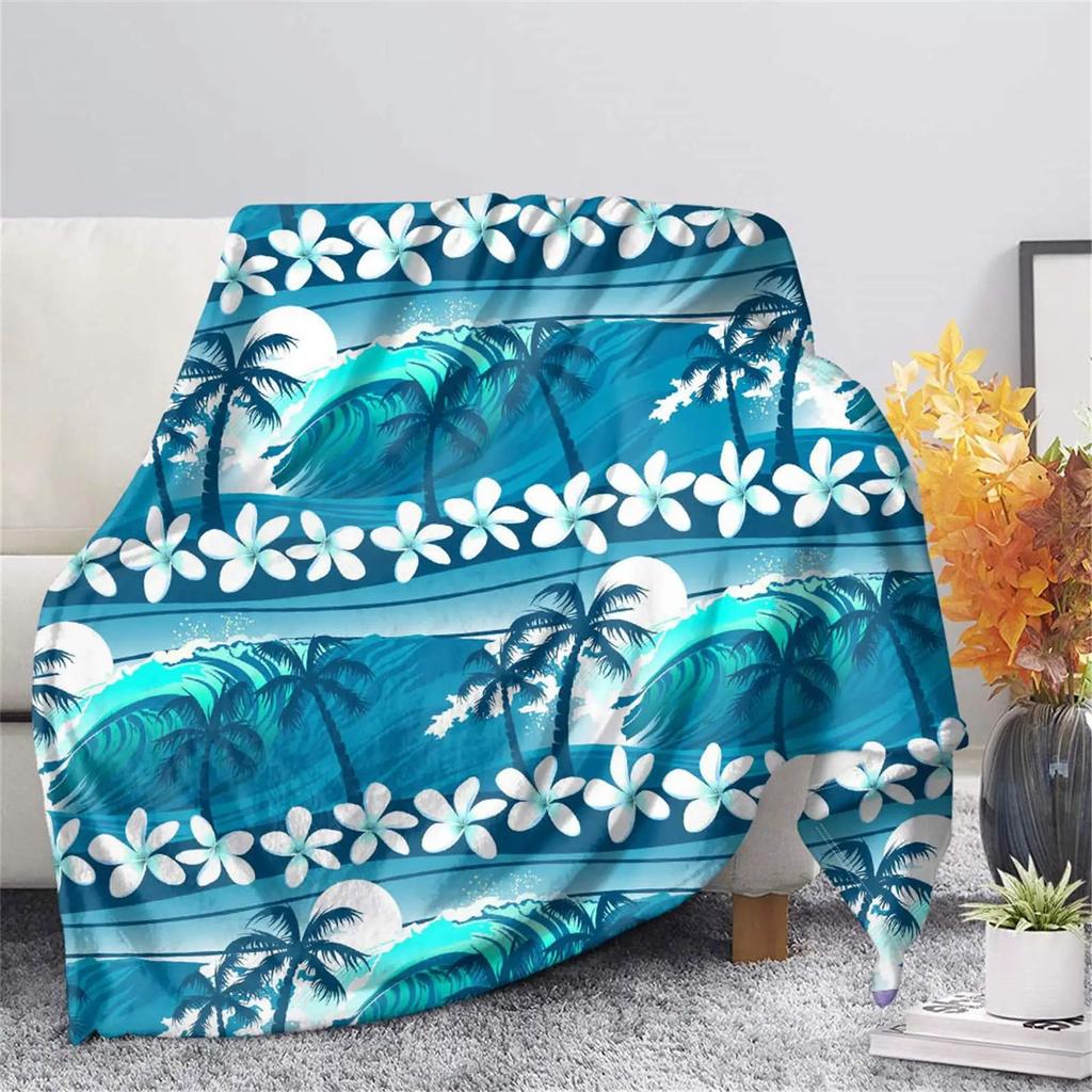 Guam Flower Hibiscus Decal Blanket Soft Warm Miniature Sherpa Flannel Blanket Blanket