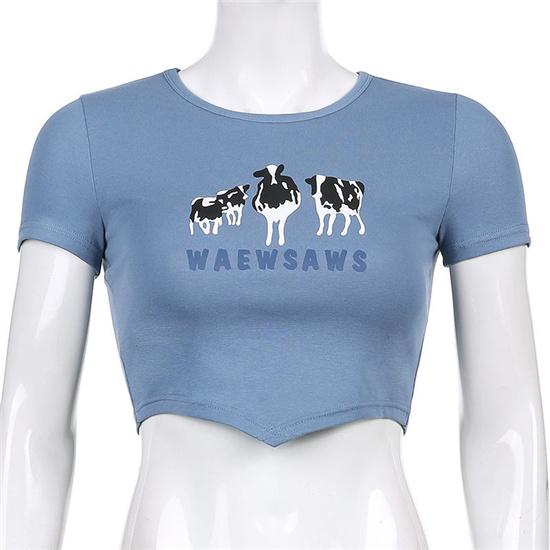 Goedkope Cow Animal Print T-Shirts 