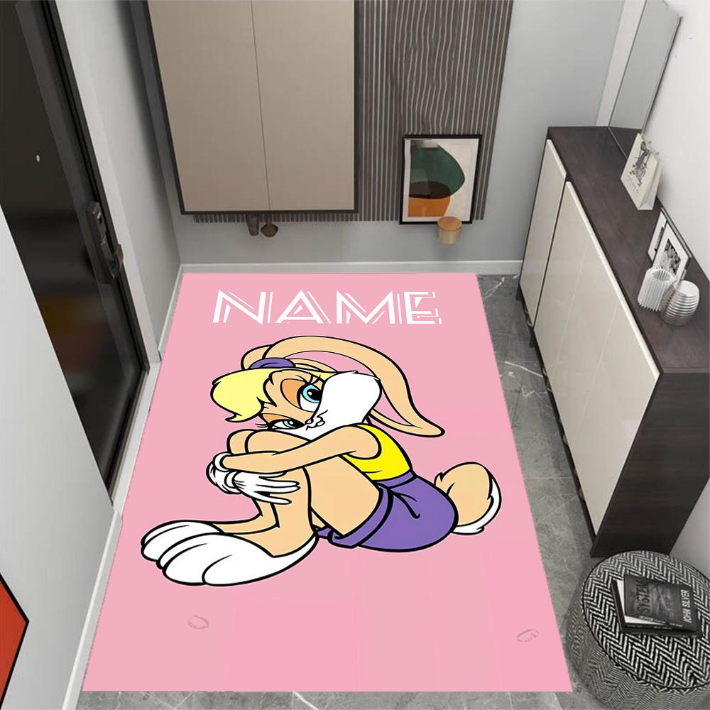Looney Farm Animal Friends Customize Your Name Floor Rug Office Rug Suitable for Balcony Entryway Dormitory Foyer Anti-slip Rug Anime Office Decor