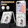 Cute Nurse Uniform Print Case For Samsung Z Flip 8 7 6 5 Luxury Plating Leather Skin Folding Phone Cover For Galaxy Z Flip8 Flip7 Flip6