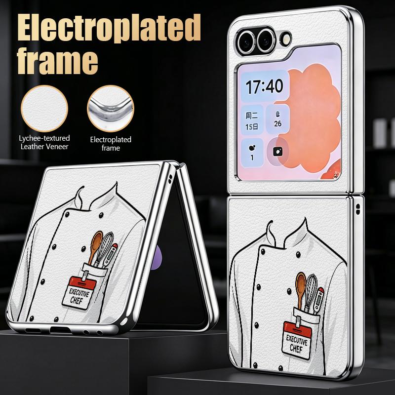 Cute Nurse Uniform Print Case For Samsung Z Flip 8 7 6 5 Luxury Plating Leather Skin Folding Phone Cover For Galaxy Z Flip8 Flip7 Flip6