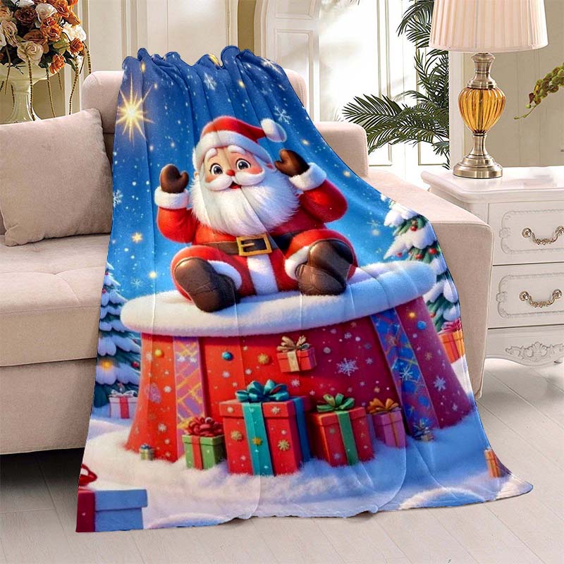 Personalized Santa Claus flannel blanket—suitable for sofas, beds, birthdays, children, friends, and gifts.