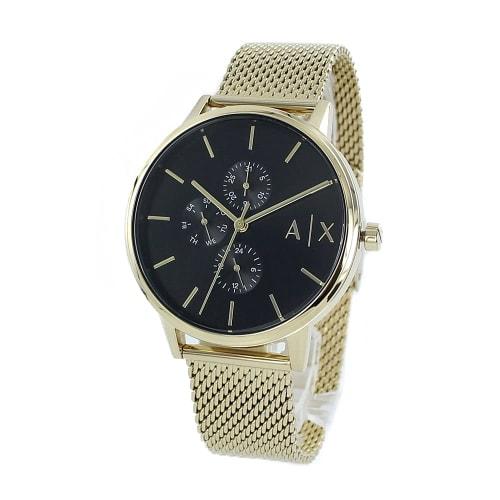 

A|X Armani Exchange Men s Cayde Black and Gold Mesh Calendar Watch AX2715