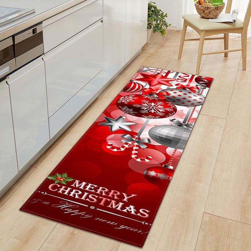 Door Floor Santa Mat Christmas Area Rug Holiday Kitchen Bedroom Mat Carpet Decor