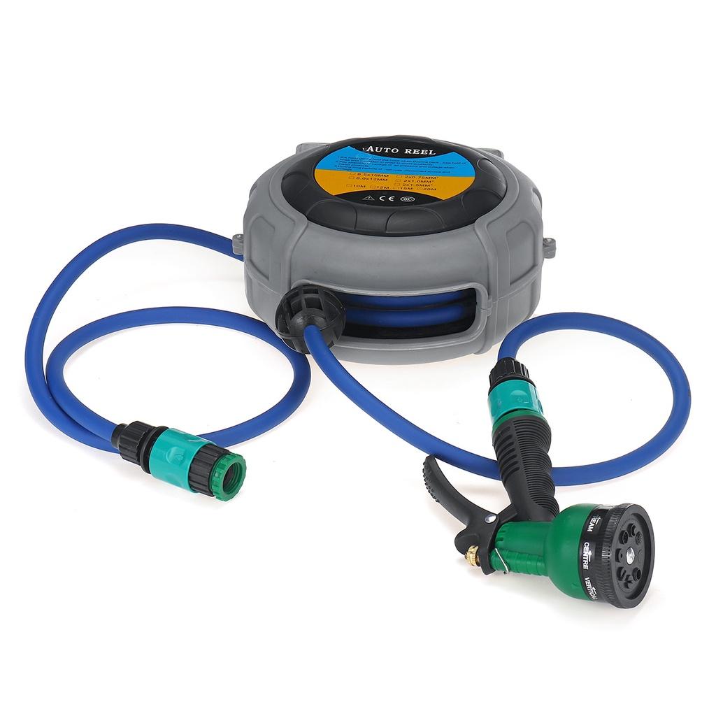 Flexible Hose Reel Automatic Reel Retractable Pipe TPU Clamping Tube Irrigation Sprayer Garden Hose Water Spray Garage Tool Car Cleaning Gray 8x12x6M