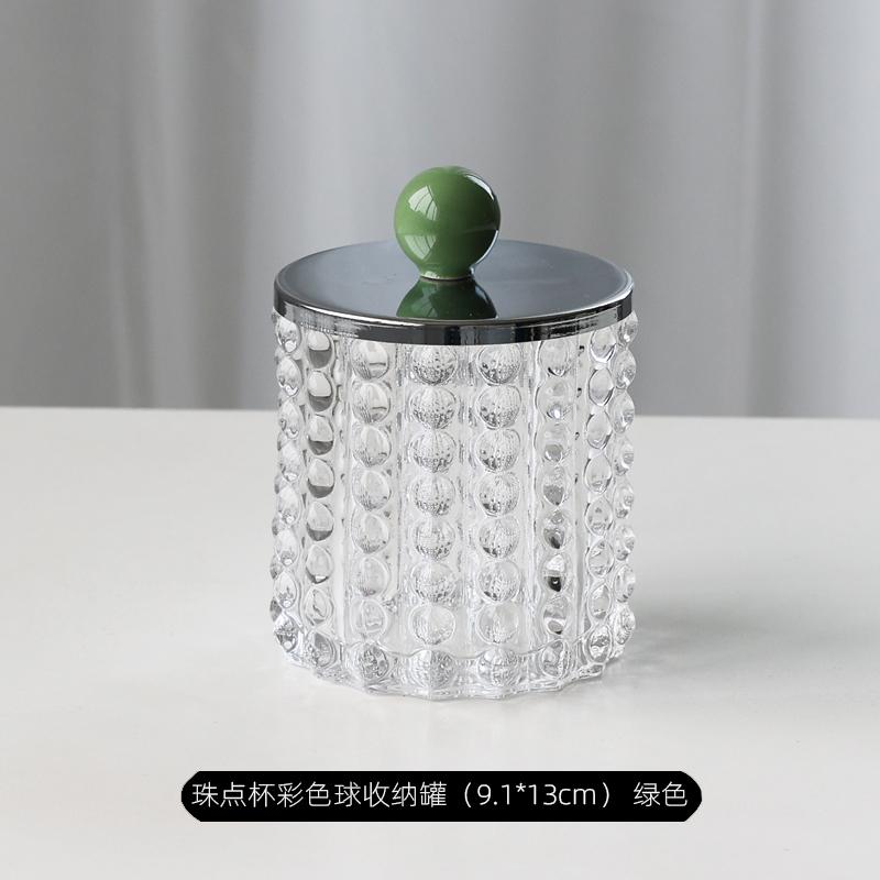 

Стеклянная банка в европейском стиле с точечным узором, для спальни, для рабочего стола, коробка для ювелирных изделий, косметики, ватных палочек, домашняя многофункциональная банка для хранения конфет, орехов