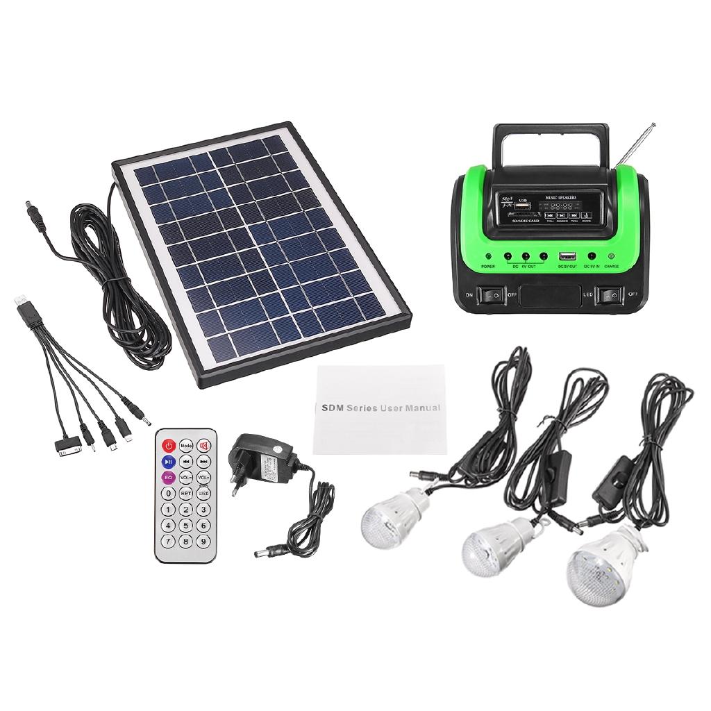 Solar Panel Charging Generator System Power Panel Generator Kit with MP3 Radio Outdoor Flashlight Mobile Power Supply