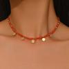 Simple Classic Creative Round Beads Rice Beads Woven Neck Necklace Vacation Wind Beaded Contrasting Color Necklace Collarbone Chain Women