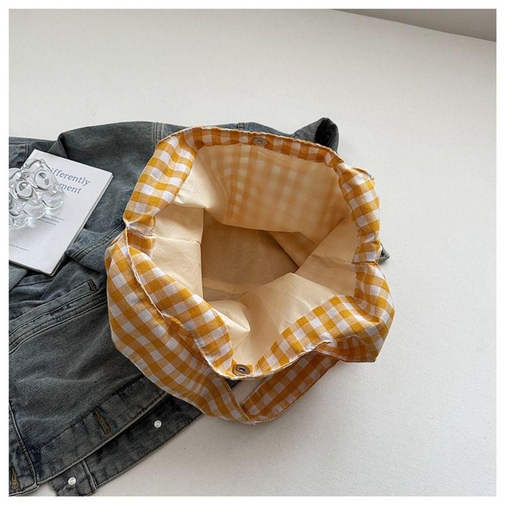 Vintage Single Shoulder Bag Large Capacity Women's Handbag Plaid Underarm Bags  Spring Summer