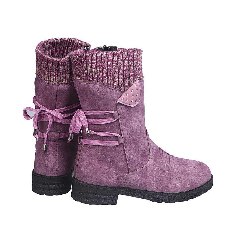 2025 Plus Size Women's Martin Boots: Chunky Heel Mid-Calf Winter Fashion, European & American Style