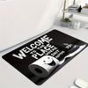 VIKAMA Funny Bathroom Mat - Quick-Dry Bath Floor Mat with Welcome To the Place Where Things Happen Slogan, Non-Slip Doormat