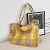 New Plaid Double-sided Dual-purpose Shoulder Bag Women's Fashion Simple Large-capacity Work Canvas Bag