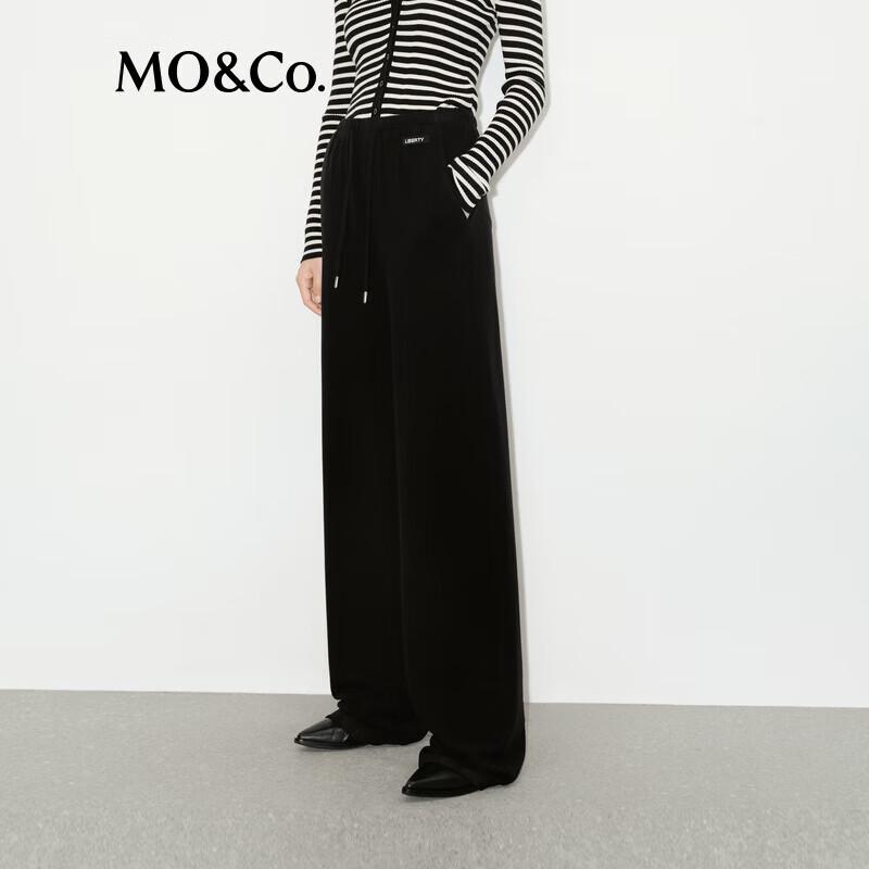 MO&Co. Winter High-Waist Drawstring Wide-Leg Pants