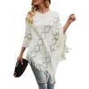 Women Loose V Neck Knitwear Sweater Bat Sleeve Cardigan Autumn Winter Cross Border Print Cloak