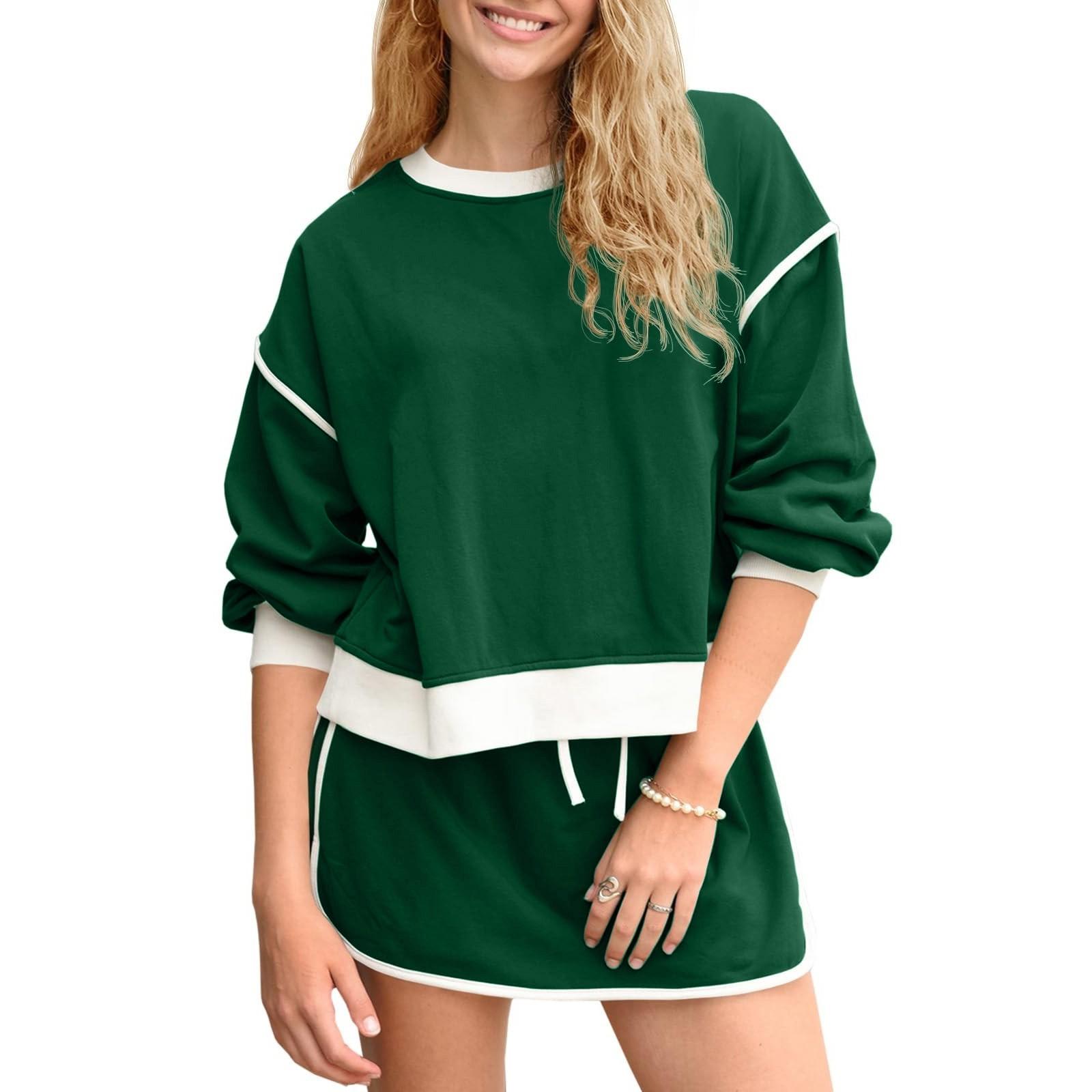 

Женский модный свободный костюм с круглым вырезом и длинными рукавами S