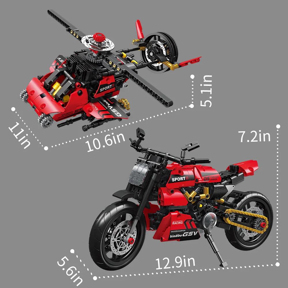 Transformationsspielzeug - Verformtes Motorrad Bauen Motorradspielzeug Bausteinsets Baue ein Motorradmodell für Jungen über 8 Jahre