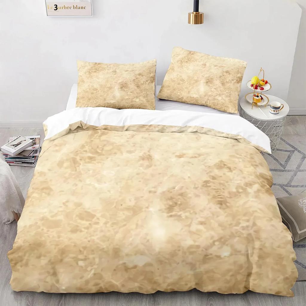 White Gold Abstract Marble Texture Beding Set 3D Printed Suitable for Bedrom Soft with Soft Fabric Duvet Cover Set With Pilowcases Home Textile