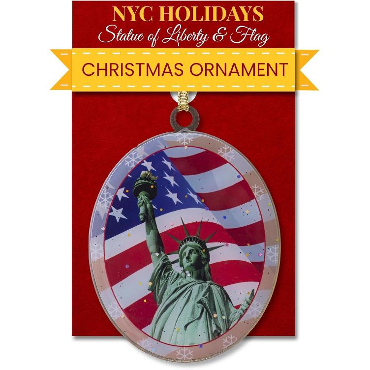 Brooklyn Bridge Snow New York Ornament - NYC Holiday Collectible, Double-Sided Brass with Glitter and Epoxy, Gift-Boxed, 2.5 x 3 Inch by ArtMalore