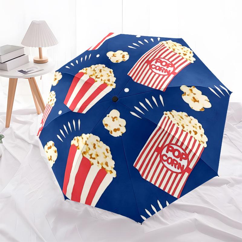 1pc Popcorn Pattern Automatic Folding Umbrella - Compact 8-Rib Design, Durable Plastic & Iron, Lightweight for Outdoor Daily Use149
