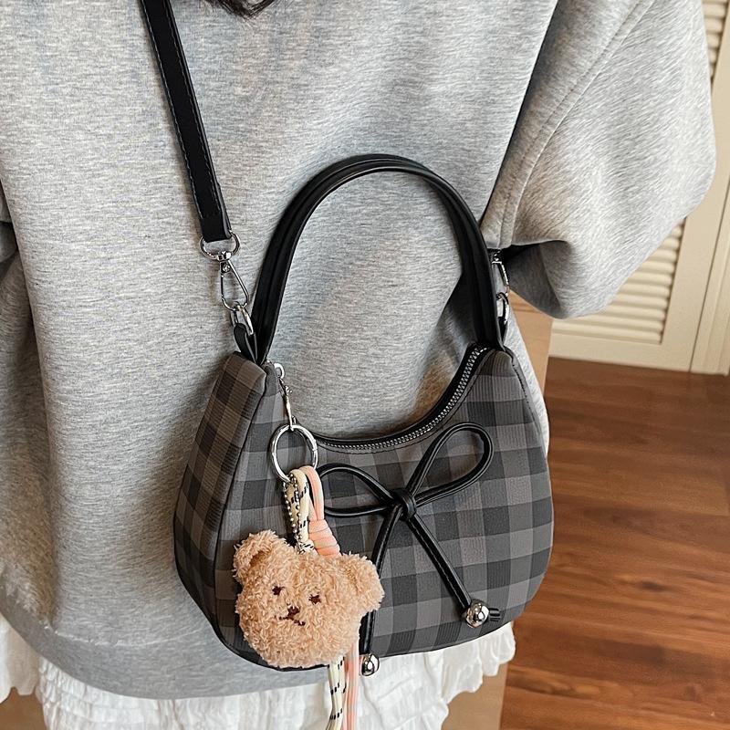 High-end Pleated Hand-held Dumpling Bag Women's 2025 Summer New Fashion Plaid Chain Versatile Shoulder Crossbody Bag