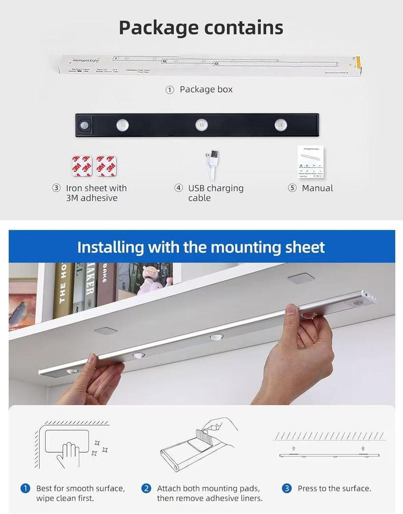 Rechargeable Cat Eye LED Night Light with Motion Sensor for Shoe Cabinets, Wardrobes, and Wine Cabinets