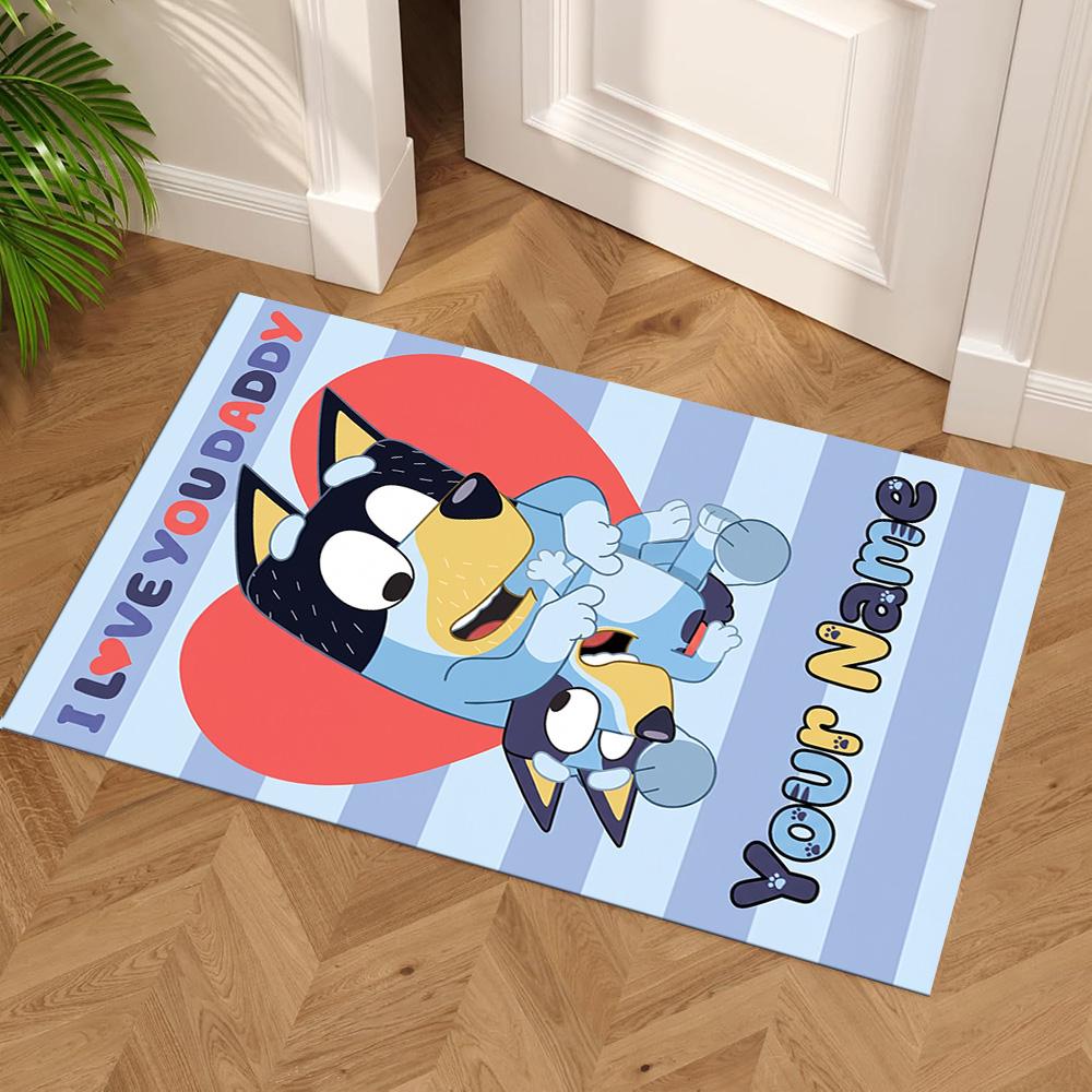 Bluey Personalized Text Carpet Perfect for Dormitory Outdoor Living Rooms Game Room Anti-slip Rug Office Home Decor