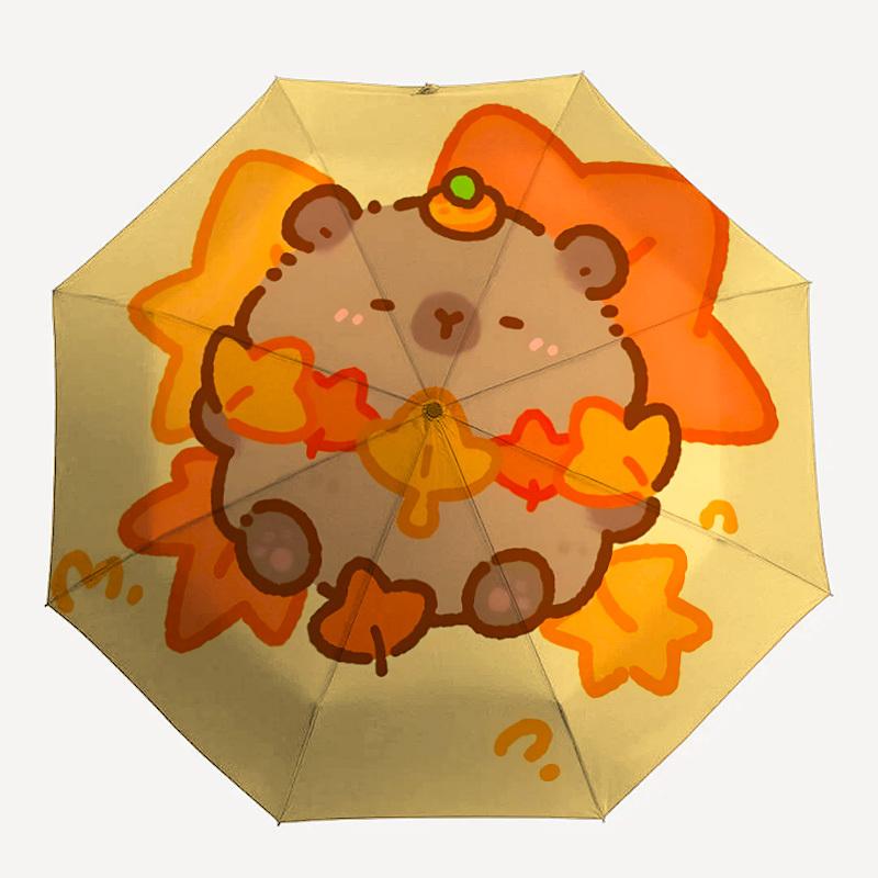 

1PC Autumn Capybara Folding Umbrella with 8 Frames, Automatic Open, Durable Frame, Quality Craftsmanship yy250912136