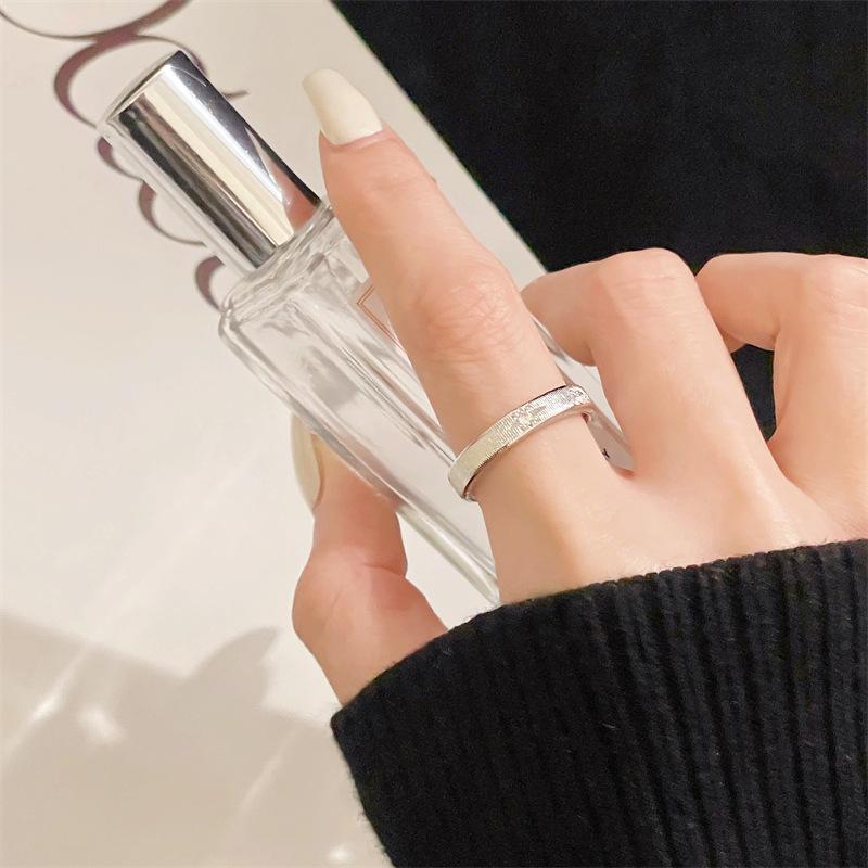 Medieval Brushed High-Quality Texture Retro Open Ring Niche Design Light Luxury Index Finger Ring Star Personality Ring Woman