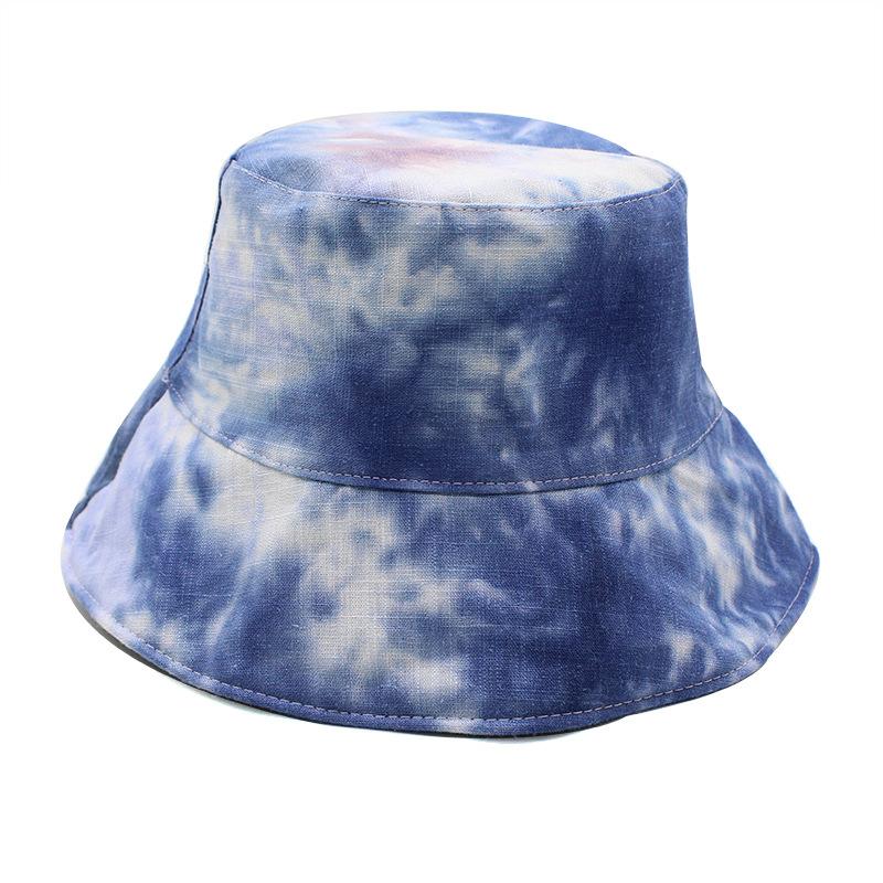 Hat Women'S Tie-Dye Bucket Hat Summer Foldable Double-Sided Basin Hat Couple Sunscreen Visor
