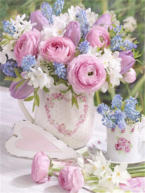 5D DIY Diamond Painting Flower Kit Diamond Art Mosaic Diamond Embroidery Full Round Drill Home Decor