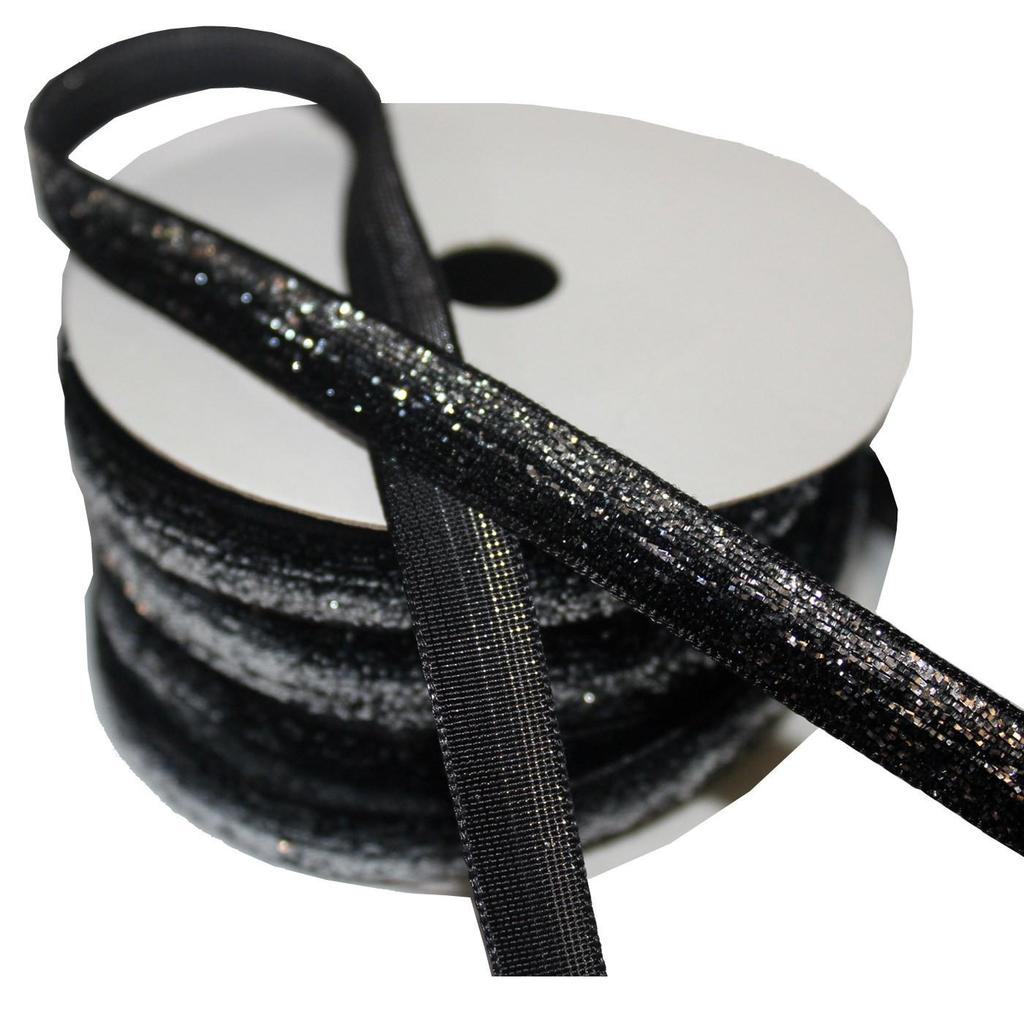 1cm Flocked Ribbon for Gift Wrapping & Costume Decoration - Non-Elastic, Shiny Woven Design