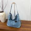 Vintage Denim Shoulder Bag Women's Large Capacity Messenger Bag Multi-pockets Satchel Adjustable Strap Ladies Crossbody Bag AVE