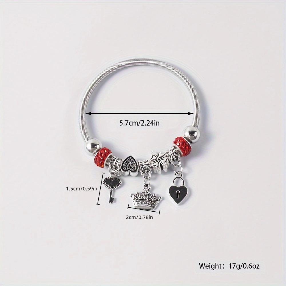 Pandora Key & Lock Crown Pendant Elastic Bracelet – Hot-Selling Creative DIY Beaded Fashion Accessory
