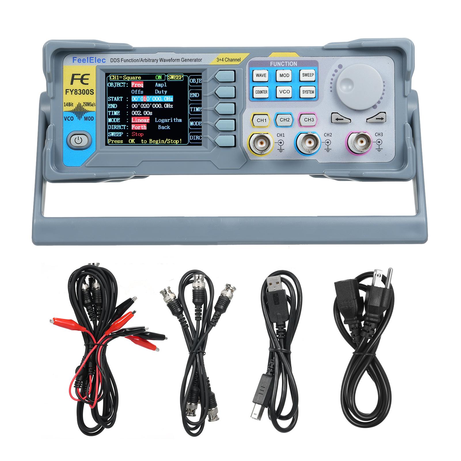 

FeelElec FY8300S-60M 60 МГц, 3-канальний генератор сигналів довільної форми, 4 рівня TTL US Plug