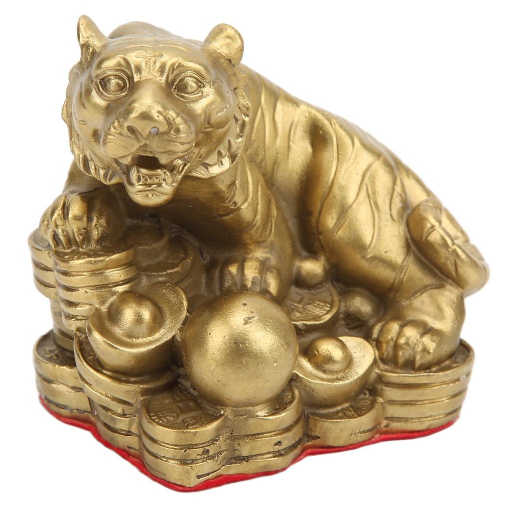 Brass Tiger Statue Sturdy Durable Brass Attract Wealth Fortune Easy to Clean Lucky Tiger Statue for