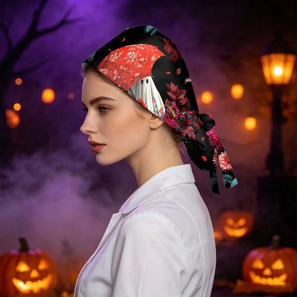 Women's Halloween Printed Ponytail for Work Shower Hair Wrap