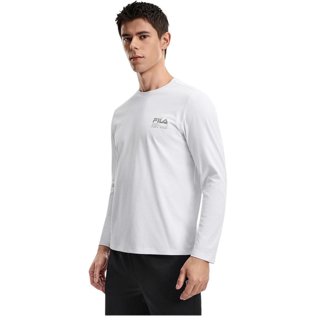 FILA Fitness Knitted Quick-Dry UV Protection Round Neck Long Sleeve T-Shirt Unisex Tops A51U611201F-WT