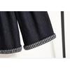 DIMANAF 2026 Spring Summer Plus Size Women Long Pants Denim Jeans Elastic Waist Oversize Loose Cotton Plaid Blue