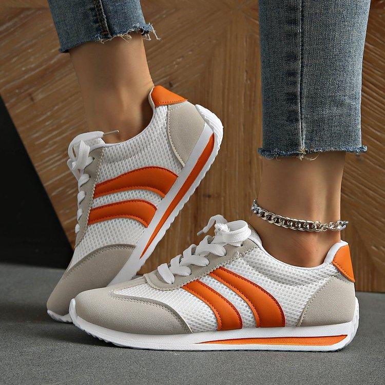 Women's Striped Sneakers New Spring/Autumn Collection Versatile German Training Shoes Lace Up White Shoes