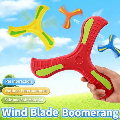 Kids Soft Foam 3-Blade Boomerang Cross Shape Outdoor Toy Flying Disc Adult-Kids Interactive Sports Toy Puzzle Stress Relief Gift