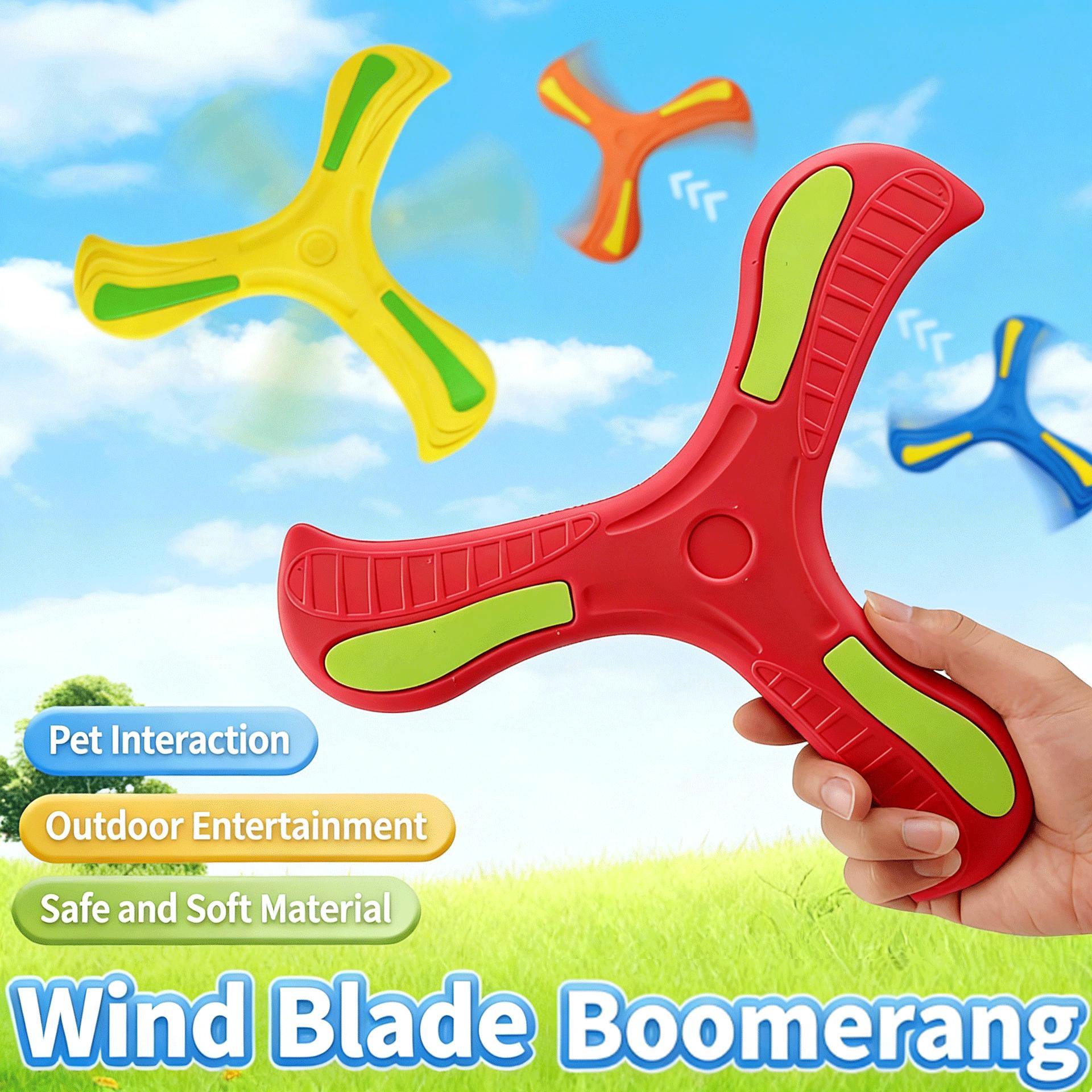 Topmix Unisex Kids Light Kids Soft Foam 3-Blade Boomerang Cross Shape Outdoor Toy Flying Disc Adult-Kids Interactive Sports Toy Puzzle Stress Relief Gift