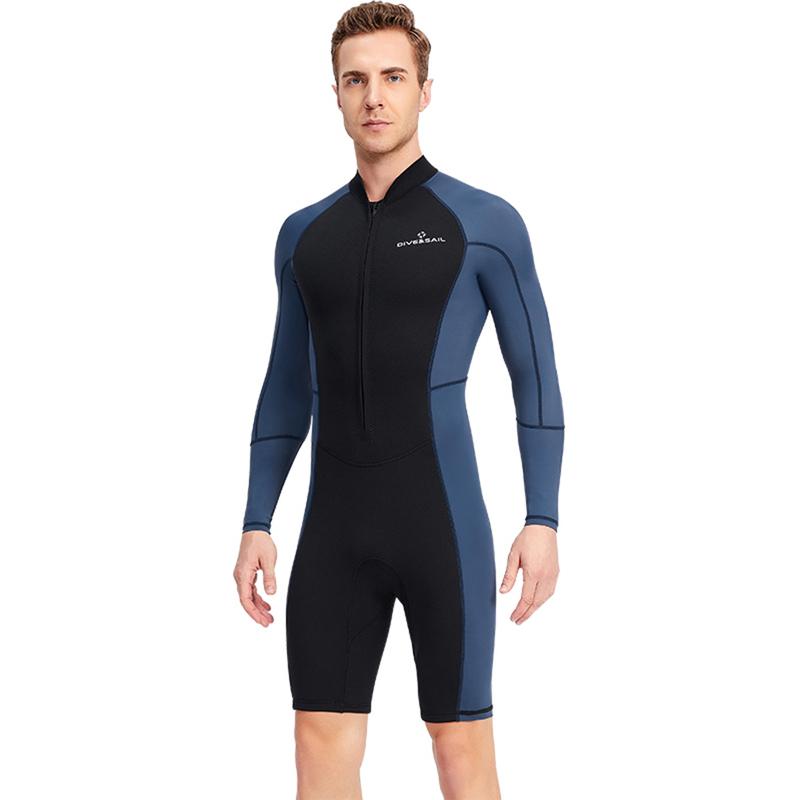 Men's Wetsuit 1.5mm Neoprene Shorty Diving Suit Shorts Diving Full Body Front Zipper Dive Skin for Surfing Kayaking