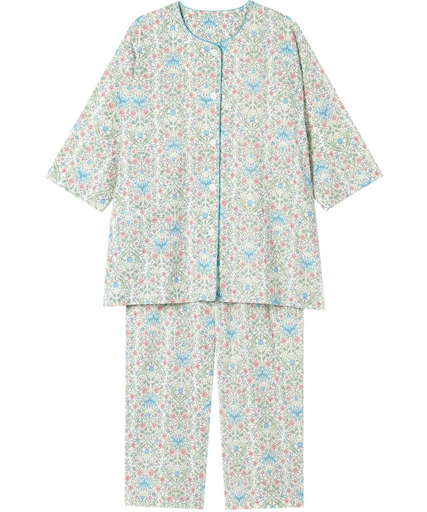 EP8074 Sleeve Long Cotton Willow Size M Wing/Wacoal Women's 3/4 Pajamas, Sleeves, 8/10 Length, 100% (Body), Fabric, Summer,