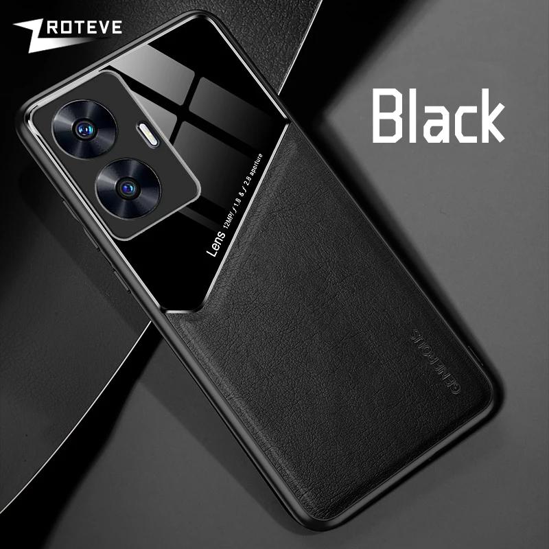 Для чехла RealmeC55 Zroteve PU кожа Автомагнитный Жесткий ПК Чехол для OPPO Realme C55 C53 C51 RealmeC53 RealmeC51 Чехлы для телефонов CHINA&Realme C51 чёрный