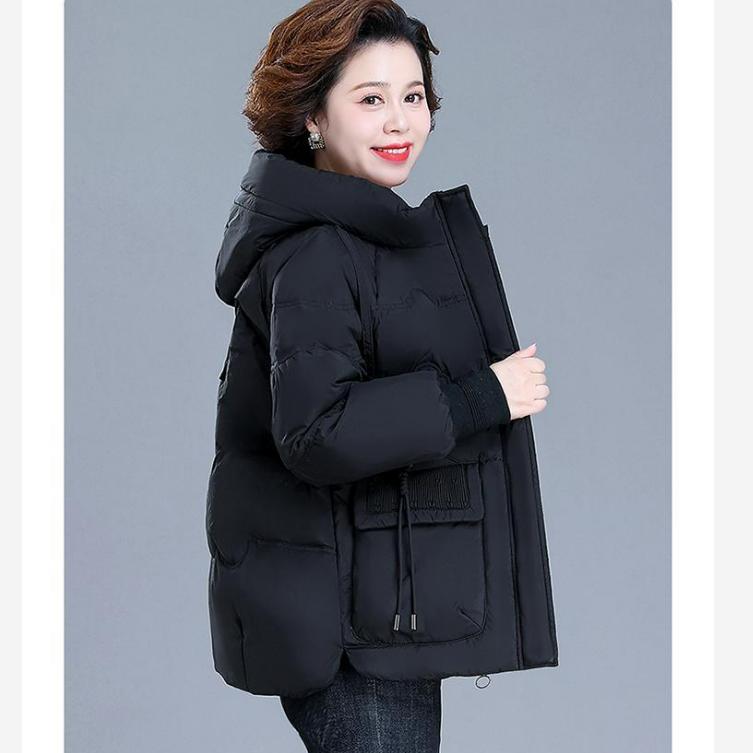 Jachetă scurtă de puf Haine de iarnă pentru vârsta mijlocie și vârstnici Jachetă de iarnă pentru femei Mărimi mari Jachetă subțire căptușită