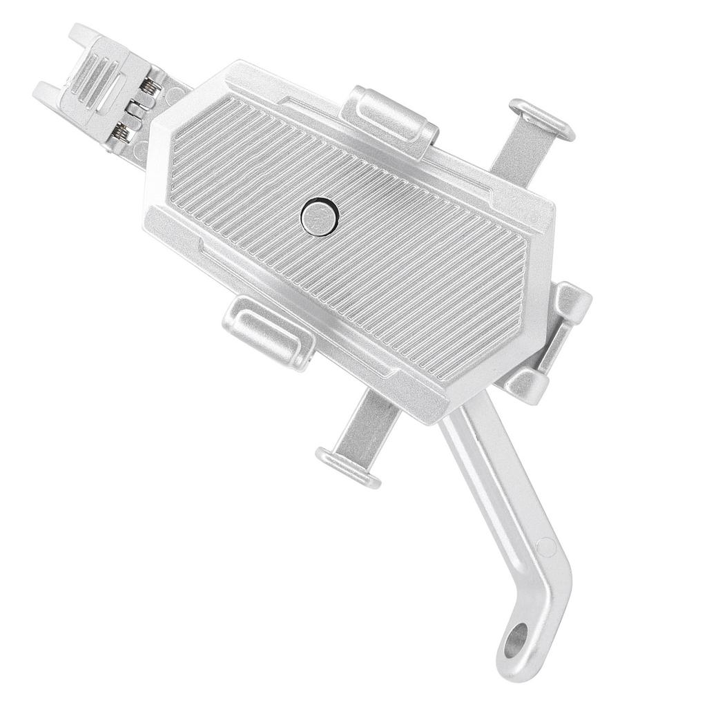 Aluminum Alloy Bike Phone Holder Shockproof Motorcycle Bicycle Cell Phone Stand MountSilver ‑ Rearview Mirror Type