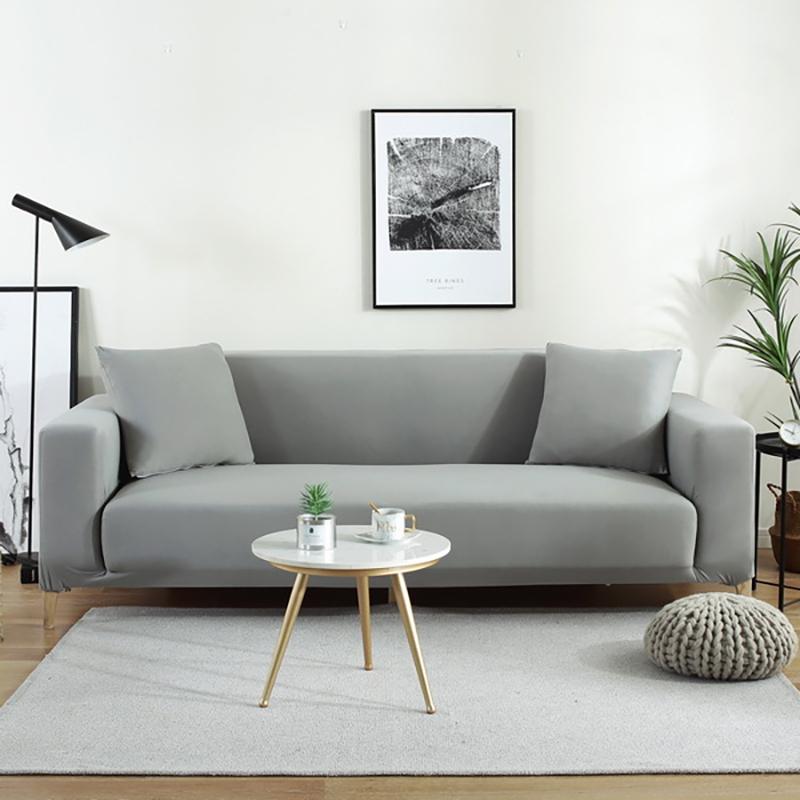 Solid Color Elastic Sofa Covers for Living Room Corner L-shape Couch Cover ArmChair Slipcover Chair Protector 1/2/3/4 Seater 1PC