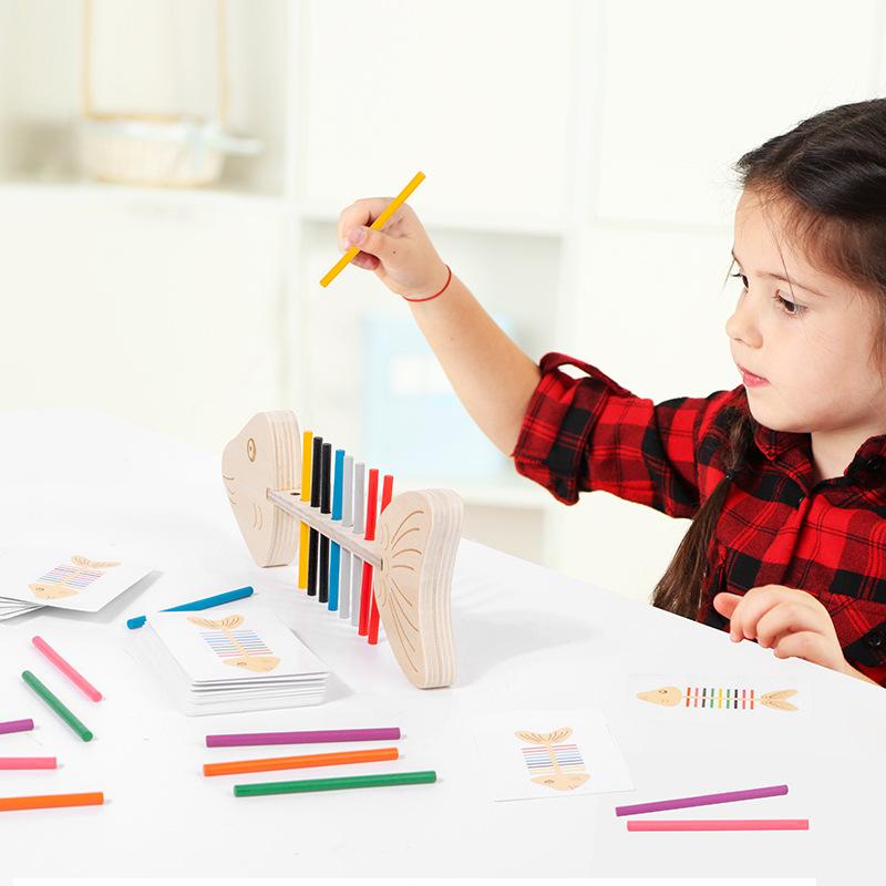 Fishbone Montessori Teaching Aids Fine Movement Training Young Children Color Matching Montessori Kindergarten Early Education Toys