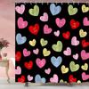 Valentines Shower Curtain Colorful Heart Love Sweet Romantic Couple Valentine's Theme Fabric Bathroom Curtain Set with Hooks